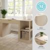 Martha Stewart Kayden Home Office Modular Desk with Drawer, 2 Tier Shelf, and File Cabinet in Light Natural with Brushed Gold Hardware(Light Natural)