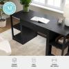 Martha Stewart Kayden Home Office Modular Desk with Drawer and Dual 2 Tier Shelves in Black with Oil Rubbed Bronze Hardware(Black)