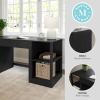 Martha Stewart Kayden Home Office Modular Desk with Drawer and Dual 2 Tier Shelves in Black with Oil Rubbed Bronze Hardware(Black)
