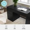 Martha Stewart Kayden Home Office Modular Desk with Drawer and Dual 3 Drawer File Cabinets in Black with Oil Rubbed Bronze Hardware(Black)