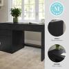 Martha Stewart Kayden Home Office Modular Desk with Drawer and Dual 3 Drawer File Cabinets in Black with Oil Rubbed Bronze Hardware(Black)