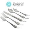 Martha Stewart Kendleton 20 pc Stainless Steel Flatware Set – Mirror Polish(Laurentide (Stone Finish))