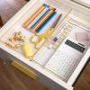 Martha Stewart Kerry Plastic Stackable Office Desk Drawer Organizers, 3″ x 3″, 12 Pack, with Gold Trim(12″ x 6″)