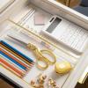 Martha Stewart Kerry Plastic Stackable Office Desk Drawer Organizers, 6″ x 3″, 6 Pack, with Gold Trim(12″ x 6″)