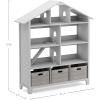 Martha Stewart Kids’ Deluxe Dollhouse Bookcase – Gray: Kids Wooden Bookshelf and Tall Book Shelf Organizer with Toy Storage | Toddler Book Rack | Dollhouse Bookshelf | Playroom or Bedroom Storage(Grey)