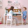 Martha Stewart Kids’ Desk with Hutch and Chair by Guidecraft – Creamy White: Wooden Study Table with Storage and Corkboard | Bedroom Furniture Set, Desk and Chair Set Ages 5-12(Creamy White)