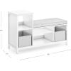 Martha Stewart Kids’ Jr. Reading Nook with Bins – Linen White: Kids Wood Bookshelf and Storage Bench with Open Shelves and Canvas Storage Bins for Toys, Games, and Books | Toddler Room Furniture(Linen White)