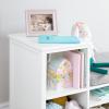 Martha Stewart Kids’ Jr. Reading Nook with Bins – Linen White: Kids Wood Bookshelf and Storage Bench with Open Shelves and Canvas Storage Bins for Toys, Games, and Books | Toddler Room Furniture(Linen White)