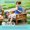 Martha Stewart Kids Outdoor Chair: Natural Acacia Wood Chair for Kids w/Gray Polyester Cushions, 10″ Seat Height | Montessori Furniture for Backyard, Patio, and Outdoor Play & Learning Environments