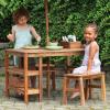 Martha Stewart Kids Outdoor Craft Table, Benches & Umbrella Set: Acacia Wood Activity Desk w/Crate, Caddy, Storage Shelves | Kids Play & Picnic Table w/Benches & Umbrella for Backyard, Patio, Garden
