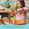 Martha Stewart Kids Outdoor Potting Bench: Acacia Wood Kids Gardening Set with Pots, Garden Tools, Soil Bin and Open Shelves | Wide Extendable Workspace | Wooden Backyard Playset for Outdoor Activity