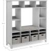 Martha Stewart Kids’ Storage System – Linen White: Wood Bookshelf Cubby with Seat Cushion, Shelves and Storage Bins; Reading Nook Bookcase and Kids Room Storage Bench(Grey)