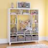 Martha Stewart Kids’ Storage System – Linen White: Wood Bookshelf Cubby with Seat Cushion, Shelves and Storage Bins; Reading Nook Bookcase and Kids Room Storage Bench(Linen White)