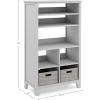 Martha Stewart Kids’ Tall Bookcase (Gray) – 48 Inch Wooden Storage Organizer Cubby with Fabric Bins for Playroom and Bedroom(Grey)