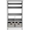 Martha Stewart Kids’ Tall Bookcase (Gray) – 48 Inch Wooden Storage Organizer Cubby with Fabric Bins for Playroom and Bedroom(Grey)