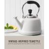 Martha Stewart Kingstree Large 2 Qt Heavy Gauge Stainless Steel Tea Kettle – Linen White Exterior(Linen White)