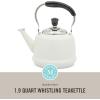 Martha Stewart Kingstree Large 2 Qt Heavy Gauge Stainless Steel Tea Kettle – Linen White Exterior(Linen White)