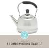 Martha Stewart Kingstree Large 2 Qt Heavy Gauge Stainless Steel Tea Kettle – Linen White Exterior(Stainless Steel)