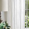Martha Stewart Laguna Stripe Semi-Sheer Tie Tab Window Curtain Panel Pair, 95, Grey(Grey)