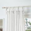 Martha Stewart Laguna Stripe Semi-Sheer Tie Tab Window Curtain Panel Pair, 95, Grey(Grey)