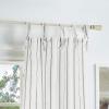 Martha Stewart Laguna Stripe Semi-Sheer Tie Tab Window Curtain Panel Pair, 95, Grey(Grey)