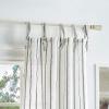 Martha Stewart Laguna Stripe Semi-Sheer Tie Tab Window Curtain Panel Pair, 95, Grey(Navy)
