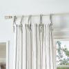 Martha Stewart Laguna Stripe Semi-Sheer Tie Tab Window Curtain Panel Pair, 95, Grey(Navy)