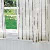 Martha Stewart Laguna Stripe Semi-Sheer Tie Tab Window Curtain Valance and Tiers Set, Grey