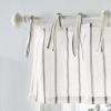 Martha Stewart Laguna Stripe Semi-Sheer Tie Tab Window Curtain Valance and Tiers Set, Grey(Grey)