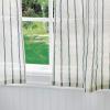 Martha Stewart Laguna Stripe Semi-Sheer Tie Tab Window Curtain Valance and Tiers Set, Grey(Navy)