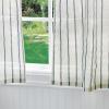 Martha Stewart Laguna Stripe Semi-Sheer Tie Tab Window Curtain Valance and Tiers Set, Grey(Navy Stripes)