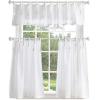 Martha Stewart Laguna Stripe Semi-Sheer Tie Tab Window Curtain Valance and Tiers Set, Grey(White)
