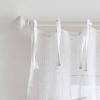 Martha Stewart Laguna Stripe Semi-Sheer Tie Tab Window Curtain Valance and Tiers Set, Grey(White)