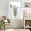 Martha Stewart Laguna Stripe Semi-Sheer Tie Tab Window Curtain Valance and Tiers Set, Grey(White)