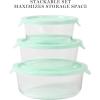 Martha Stewart Langstaff 6 Piece 92 oz, 60 oz, 26 oz Stackable Rectangular Container Set w/Martha Blue Lid(Round (32.1oz  22oz  13.5oz))