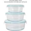 Martha Stewart Langstaff 6 Piece 92 oz, 60 oz, 26 oz Stackable Rectangular Container Set w/Martha Blue Lid(Round (44oz  32oz  22oz))
