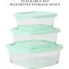 Martha Stewart Langstaff 6 Piece 92 oz, 60 oz, 26 oz Stackable Rectangular Container Set w/Martha Blue Lid(Square (27oz  17.6oz  10.8oz))