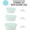 Martha Stewart Langstaff 6 Piece 92 oz, 60 oz, 26 oz Stackable Rectangular Container Set w/Martha Blue Lid(Square (27oz  17.6oz  10.8oz))