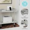 Martha Stewart Liam 2-Tier Mobile Office Storage and Printer Cart in Gray with Brushed Nickel Frame(Gray/Brushed Nickel Frame)