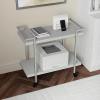 Martha Stewart Liam 2-Tier Mobile Office Storage and Printer Cart in Gray with Brushed Nickel Frame(Gray/Brushed Nickel Frame)