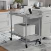 Martha Stewart Liam 2-Tier Mobile Office Storage and Printer Cart in Gray with Brushed Nickel Frame(Gray/Brushed Nickel Frame)
