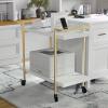 Martha Stewart Liam 2-Tier Mobile Office Storage and Printer Cart in Gray with Brushed Nickel Frame(White/Polished Brass Frame)