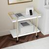 Martha Stewart Liam 2-Tier Mobile Office Storage and Printer Cart in Gray with Brushed Nickel Frame(White/Polished Brass Frame)