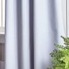 Martha Stewart Lido Linen Blackout Foam Lined Rod Pocket/Back Tab Window Curtain Panel Pair, 95″, White(Grey)