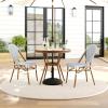 Martha Stewart Lily Pond 3 Piece Indoor-Outdoor Black and White Woven Rattan Bistro Set with Natural Woodgrain Aluminum Frames and Tempered Glass Tabletop(Navy & White/Natural Frame)