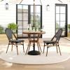 Martha Stewart Lily Pond 5 Piece Indoor-Outdoor Navy and White Woven Rattan Bistro Set with Natural Woodgrain Aluminum Frames and Tempered Glass Tabletop(Black & White/Natural Frame)