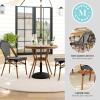 Martha Stewart Lily Pond 5 Piece Indoor-Outdoor Navy and White Woven Rattan Bistro Set with Natural Woodgrain Aluminum Frames and Tempered Glass Tabletop(Black & White/Natural Frame)