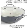 Martha Stewart Lockton 12″ Essential Multipurpose Heavy Gauge Aluminum Frypan/Wok Pan w/PFA Free Premium Ceramic Nonstick Interior- Grey(Grey (Essential Pan))