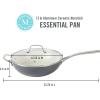 Martha Stewart Lockton 12″ Essential Multipurpose Heavy Gauge Aluminum Frypan/Wok Pan w/PFA Free Premium Ceramic Nonstick Interior- Grey(Grey (Essential Pan))