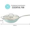 Martha Stewart Lockton 12″ Essential Multipurpose Heavy Gauge Aluminum Frypan/Wok Pan w/PFA Free Premium Ceramic Nonstick Interior- Grey(Martha Blue (Essential Pan))